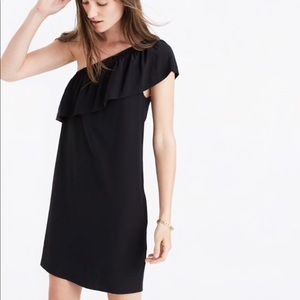 Madewell One Shoulder Ruffle Silk Dress
